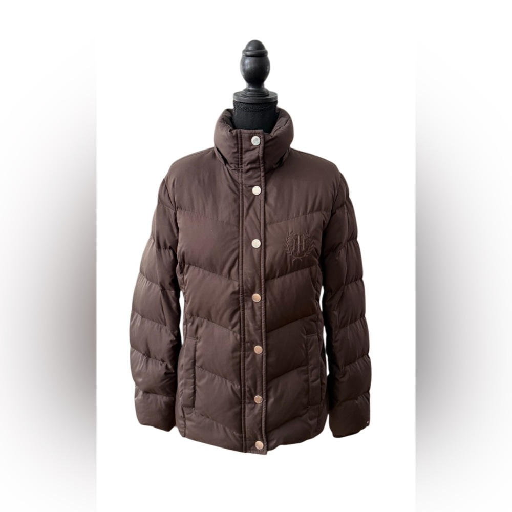 Tommy Hilfiger Dark Brown Down Feather Puffer Zip Up Jacket